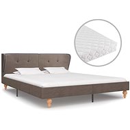 Bed with mattress taupe textile 160x200 cm - Bed