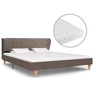 Bed with mattress taupe textile 180x200 cm - Bed