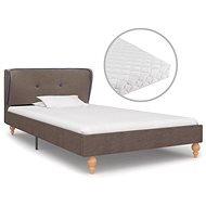 Bed with mattress taupe textile 90x200 cm - Bed