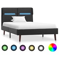 Bed frame with LED light dark gray textile 100x200 cm - Bed Frame
