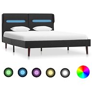 Bed frame with LED light dark gray textile 120x200 cm - Bed Frame