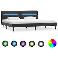 Bed frame with LED light dark gray textile 140x200 cm - Bed Frame