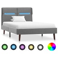 Bed frame with LED light light gray textile 90x200 cm - Bed Frame