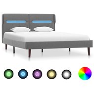 Bed frame with LED light light gray textile 120x200 cm - Bed Frame