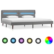 Bed frame with LED light light gray textile 160x200 cm - Bed Frame