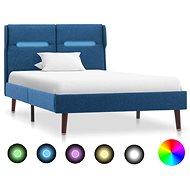 Bed frame with LED light blue textile 90x200 cm - Bed Frame