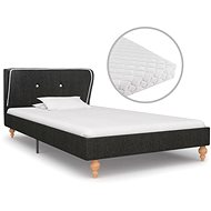Bed with mattress dark gray jute 90x200 cm - Bed
