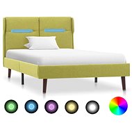 Bed frame with LED light green textile 100x200 cm - Bed Frame