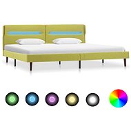 Bed frame with LED light green textile 140x200 cm - Bed Frame