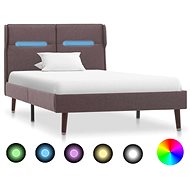 Bed frame with LED light taupe textile 100x200 cm - Bed Frame