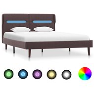Bed frame with LED light taupe textile 120x200 cm - Bed Frame
