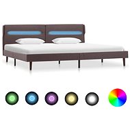 Bed frame with LED light taupe textile 160x200 cm - Bed Frame