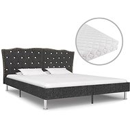 Bed with mattress dark gray textile 160x200 cm - Bed