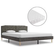 Bed with mattress dark gray textile 160x200 cm - Bed