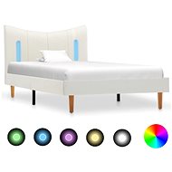 Bed frame with LED light white faux leather 90x200 cm - Bed Frame