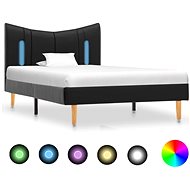Bed frame with LED light black faux leather 90x200 cm - Bed Frame