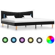 Bed frame with LED light black faux leather 160x200 cm - Bed Frame