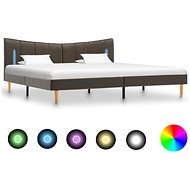 Bed frame with LED light anthracite faux leather 180x200 cm - Bed Frame