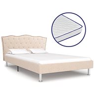 Bed with memory foam mattress beige fabric 140x200 cm - Bed