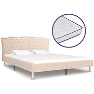 Bed with memory foam mattress beige fabric 160x200 cm - Bed