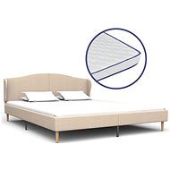 Bed with memory foam mattress beige fabric 180x200 cm - Bed