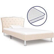 Bed with memory foam mattress beige fabric 90x200 cm - Bed