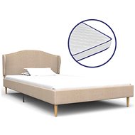 Bed with memory foam mattress beige fabric 90x200 cm - Bed