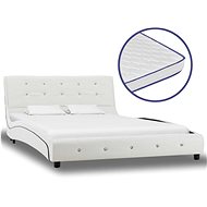 Bed with memory foam mattress white artificial leather 120x200 cm - Bed