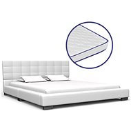 Bed with memory foam mattress white artificial leather 140x200 cm - Bed