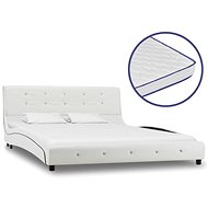 Bed with memory foam mattress white artificial leather 140x200 cm - Bed