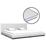 Bed with memory foam mattress white artificial leather 180x200 cm - Bed