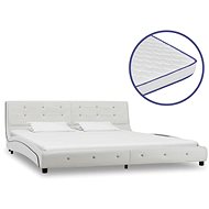 Bed with memory foam mattress white artificial leather 180x200 cm - Bed