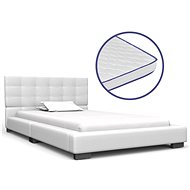 Bed with memory foam mattress white artificial leather 90x200 cm - Bed