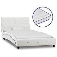 Bed with memory foam mattress white artificial leather 90x200 cm - Bed