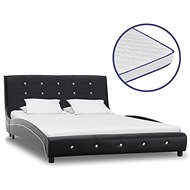Bed with memory foam mattress black artificial leather 120x200 cm - Bed