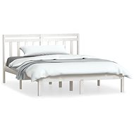 Rám postele bílý masivní dřevo 150 × 200 cm King Size, 3100595 - Rám postele