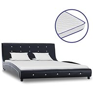 Bed with memory foam mattress black artificial leather 140x200 cm - Bed