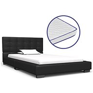 Bed with memory foam mattress black faux leather 90x200 cm - Bed
