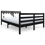 Rám postele černý masivní dřevo 140 × 190 cm, 3100638 - Rám postele