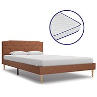Bed with memory foam mattress brown textile 120x200 cm - Bed