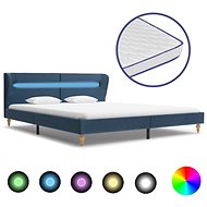 Bed with memory foam mattress LED blue textile 180x200 cm - Bed