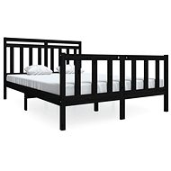 Rám postele černý masivní dřevo 140 × 190 cm, 3100703 - Rám postele