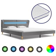 Bed with memory foam mattress LED gray textile 160x200 cm - Bed