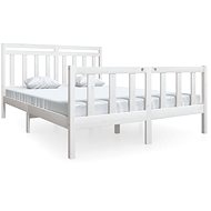 Rám postele bílý masivní dřevo 150 × 200 cm King Size, 3100964 - Rám postele