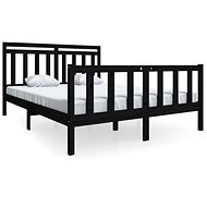 Rám postele černý masivní dřevo 150 × 200 cm King Size, 3100967 - Rám postele