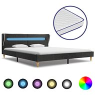 Bed with memory foam mattress LED dark gray jute 160x200 cm - Bed