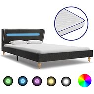 Bed with memory foam mattress LED dark gray jute 90x200 cm - Bed