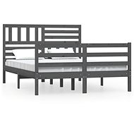 Rám postele šedý masivní dřevo 140 × 190 cm, 3101070 - Rám postele