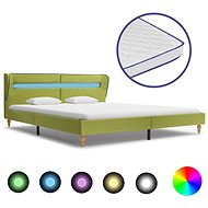 Bed with memory foam mattress LED green textile 180x200 cm - Bed