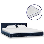 Bed with Memory Foam Mattress, Blue Velvet 180x200cm - Bed